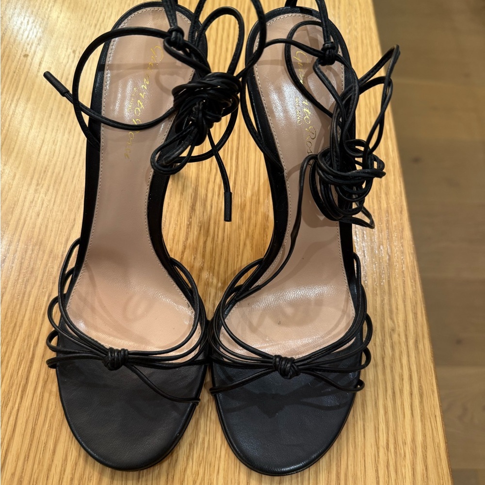 Gianvito Rossi Black Lace-Up Heels